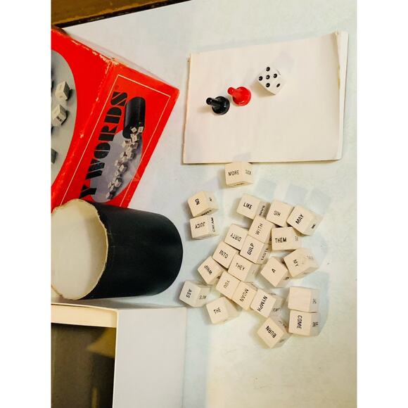 Vintage 1977 Dirty Words Game Naughty Dice Adult Humor Original Box No Hourglass - Picture 2 of 6